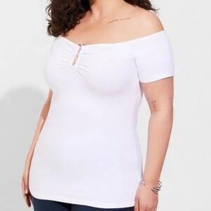 Torrid Plus 1 1X 14 16 Foxy White Sexy Off Shoulder Shirt Top NEW NWT